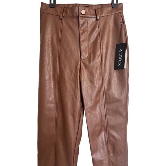 Wildfox Princess Faux Leather Size Medium 8/10 Cropped Slit Leg Cuff Chocolate N - Picture 9 of 11